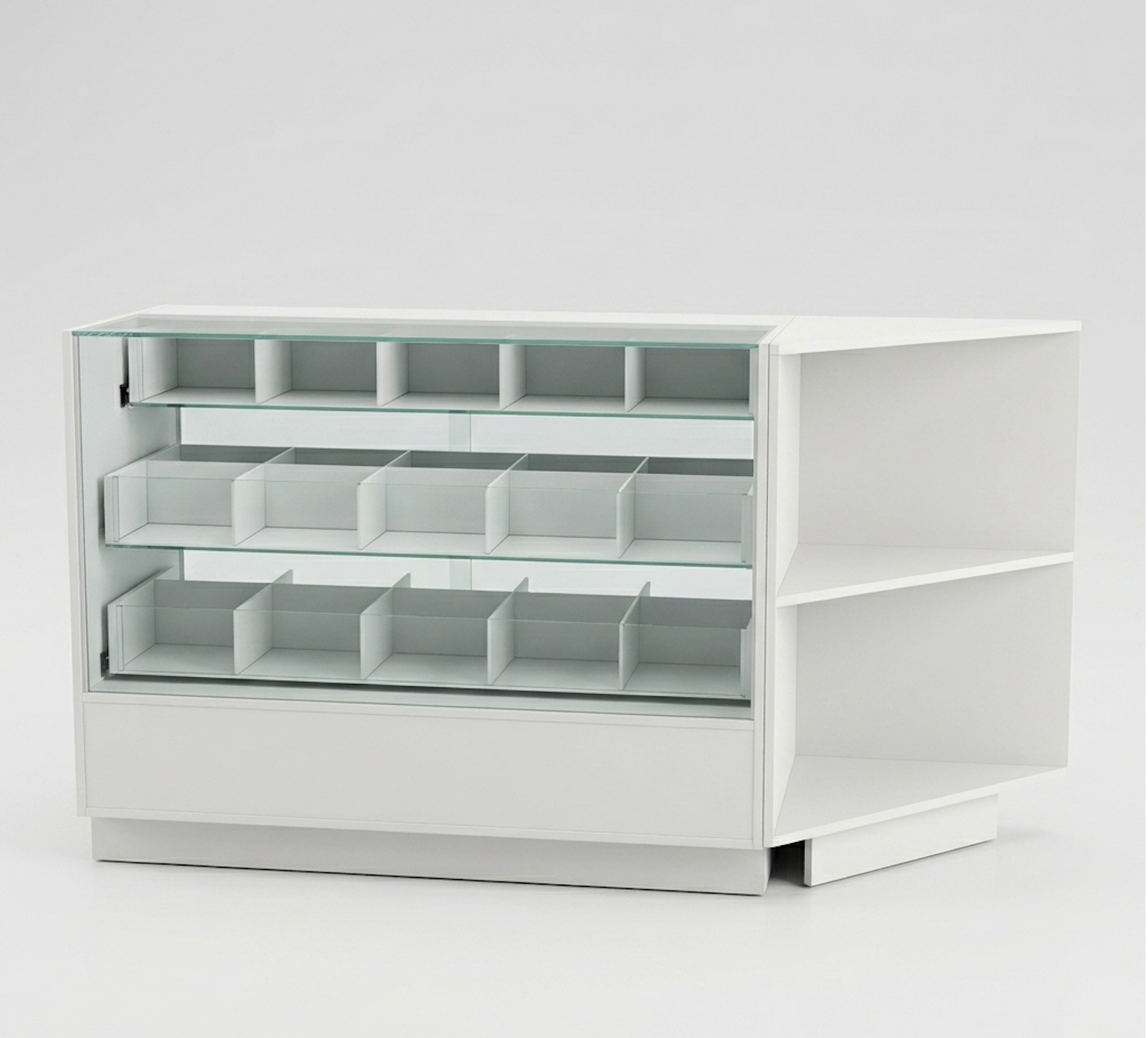 Vitrina Mostrador con Cristal y Repisas Laterales