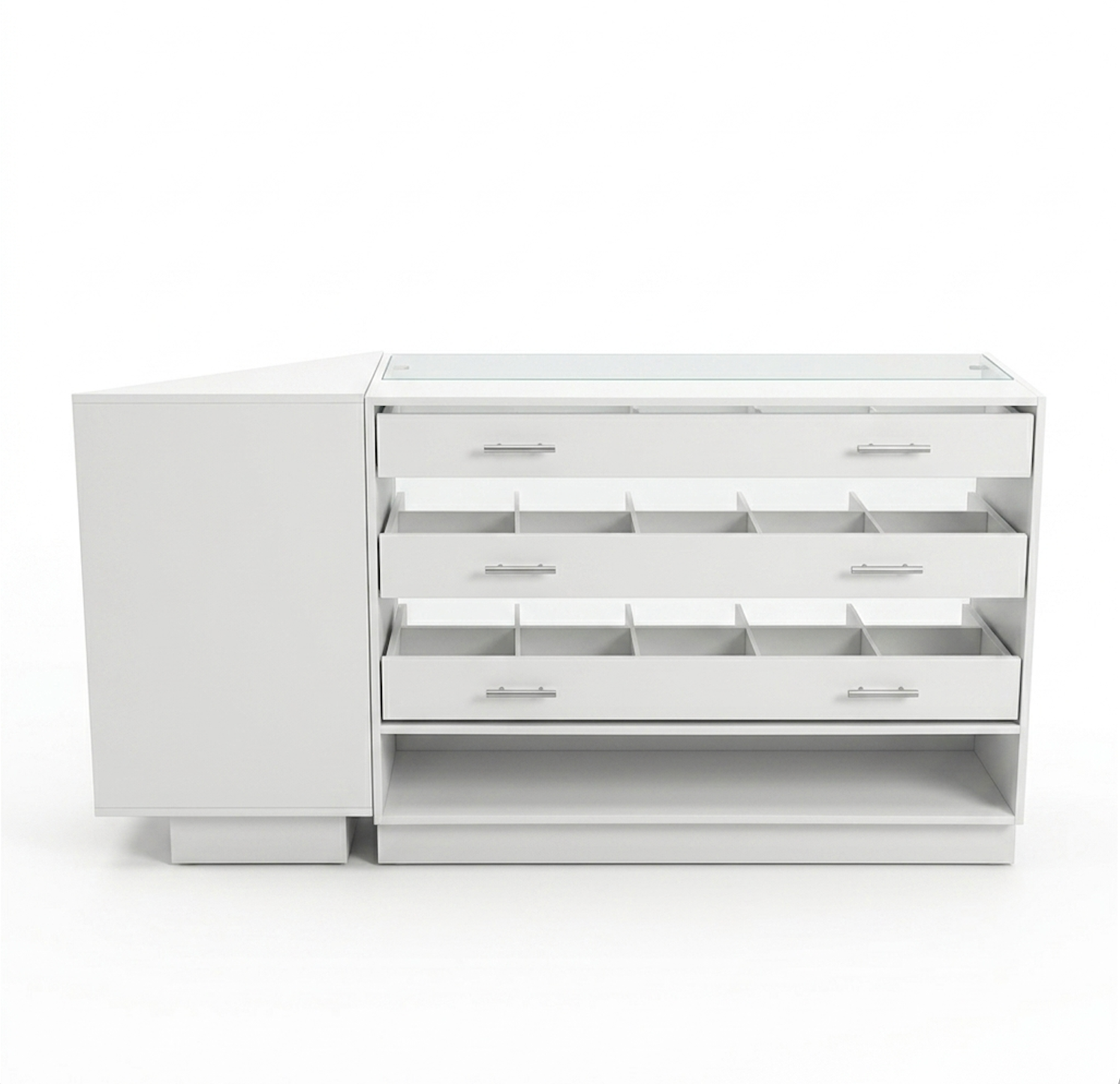 Vitrina Mostrador con Cristal y Repisas Laterales